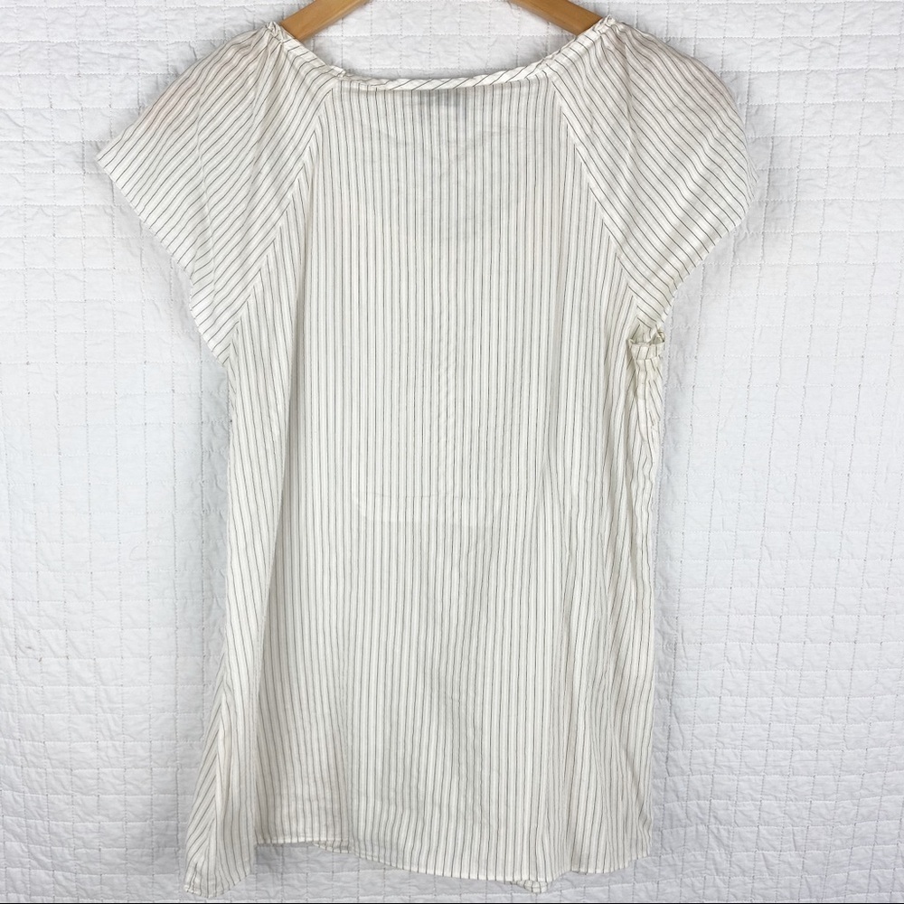 Ann Taylor LOFT Sheer Antique White Pinstripe Top - Picture 4 of 6